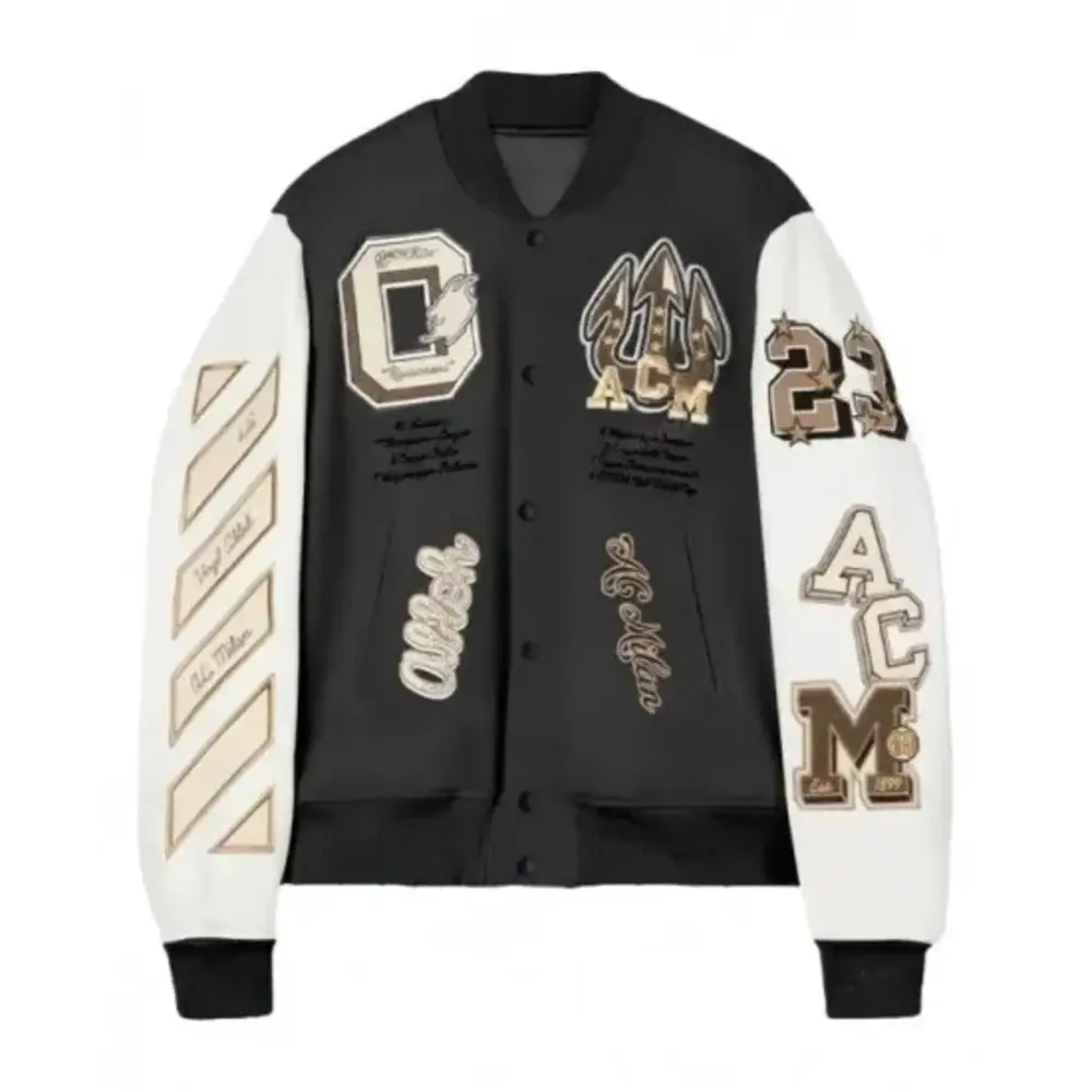 ac milan off white varsity bomber jacket98 ac milan off white varsity bomber jacket