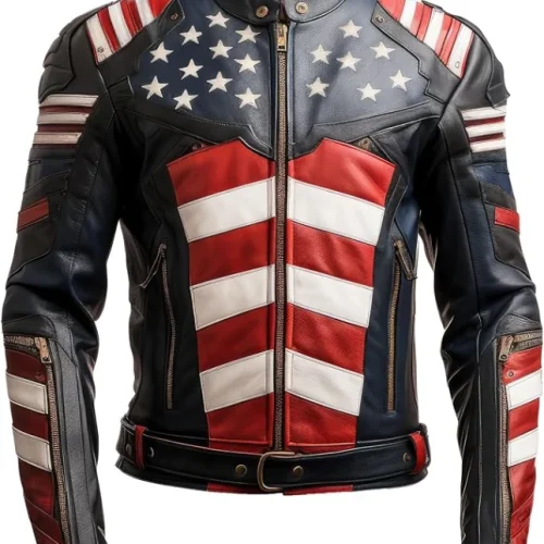 American Flag USA Motorcycle Leather Jacket