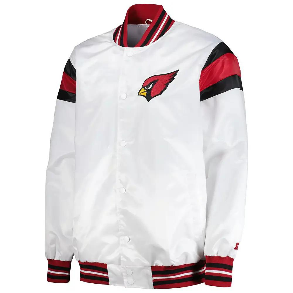 arizona cardinals midweight white satin jacket 1 arizona cardinals midweight white satin jacket