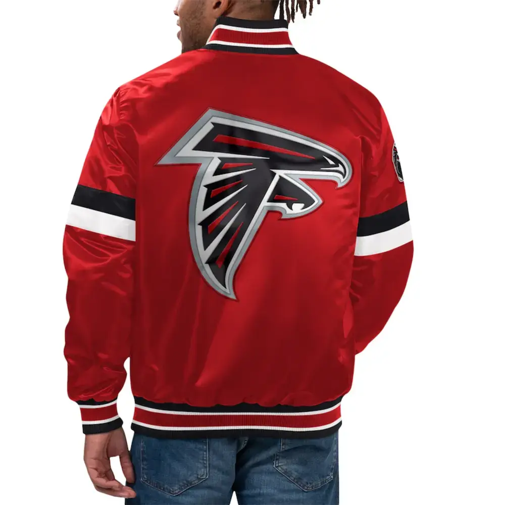 atlanta falcons starter home game red satin jacket 2 atlanta falcons starter red home game satin jacket