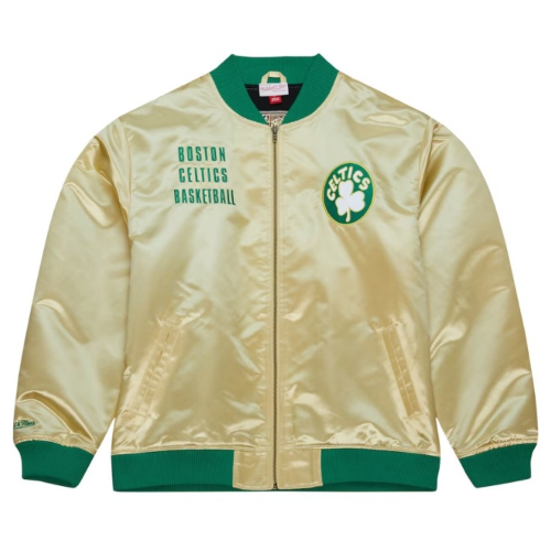 boston celtics mitchell & ness gold satin jacket