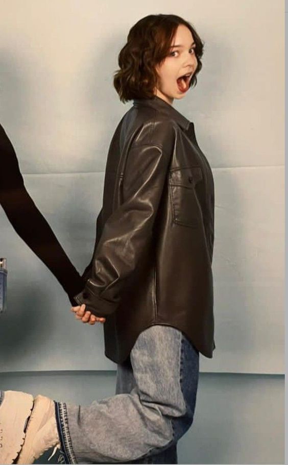 emma myers black jacket Emma Myers Black Leather Jacket