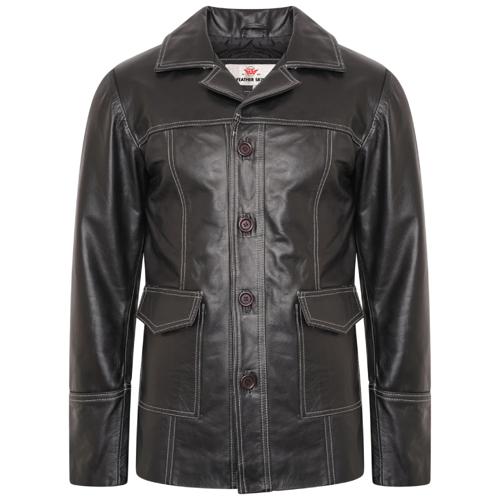 fight club brad pitt black leather jacket Fight Club Brad Pitt Black Leather Jacket