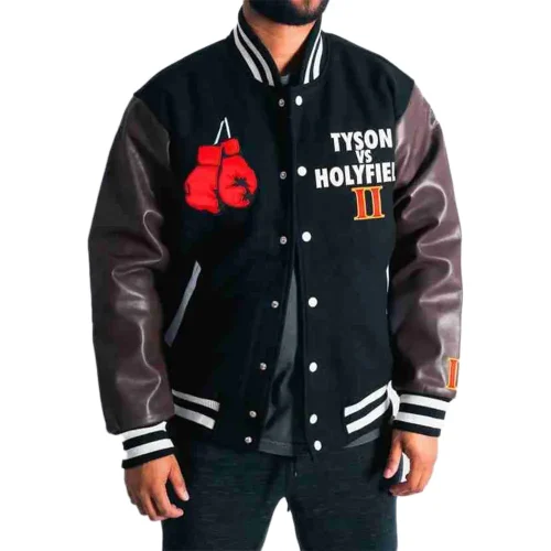 headgear tyson vs holyfield varsity jacket