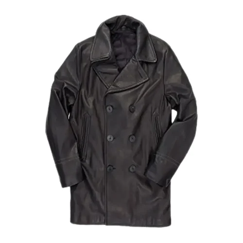 leather navy peacoat