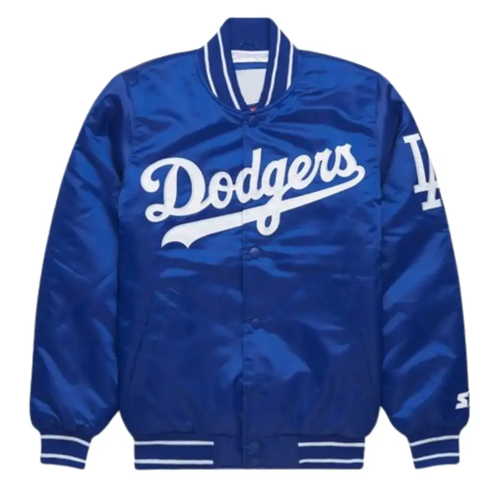 los angeles dodgers blue satin varsity jacket los angeles dodgers blue satin varsity jacket
