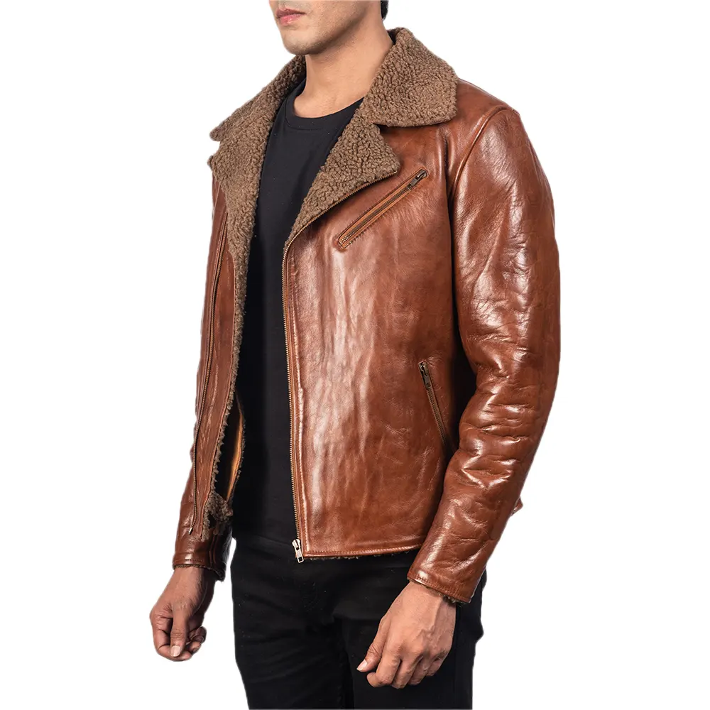 mens alberto shearling brown leather jacket 123 2 men's alberto shearling brown leather jacket