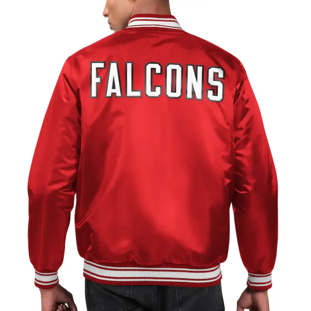 mens atlanta falcons starter red satin varsity jacket 2 men's atlanta falcons starter red satin varsity jacket