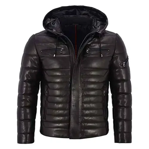 mens black puffer hooded jacket 1 men’s black puffer hooded jacket