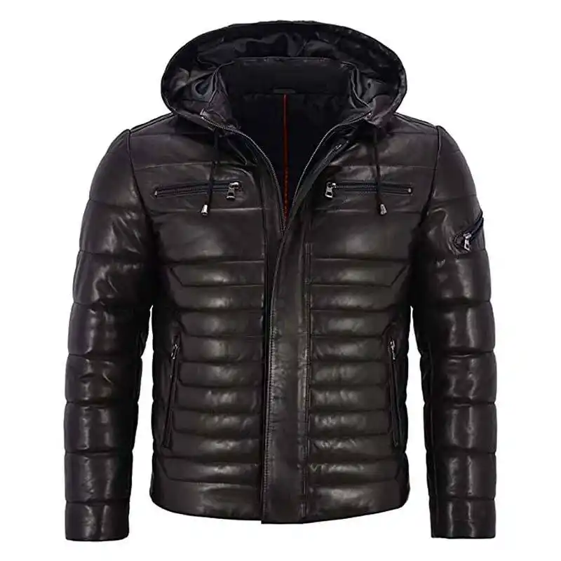mens black puffer hooded jacket 1 men’s black puffer hooded jacket