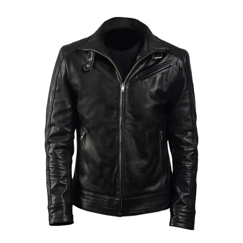 men's legacy black leather biker jacket