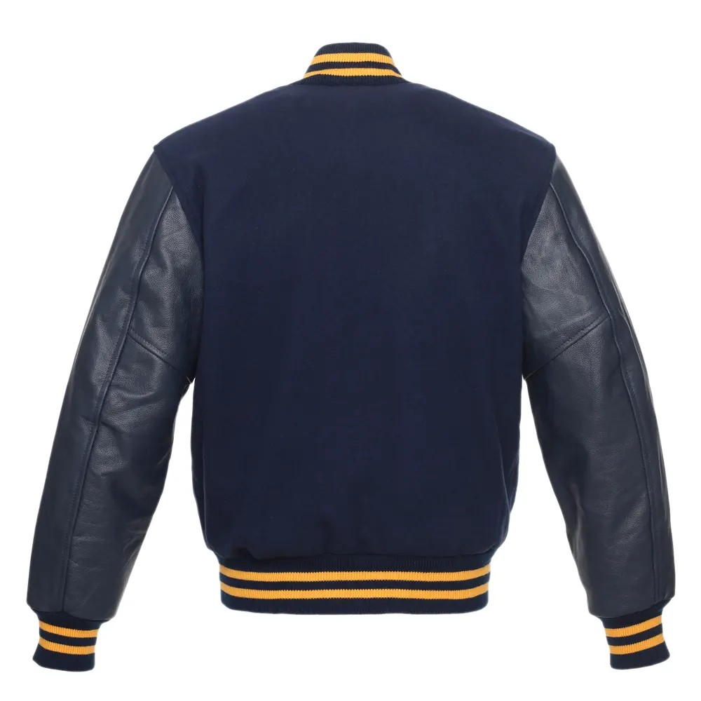 navy blue wool and leather sleeves varsity jacket 123 1 navy blue wool and leather sleeves varsity jacket