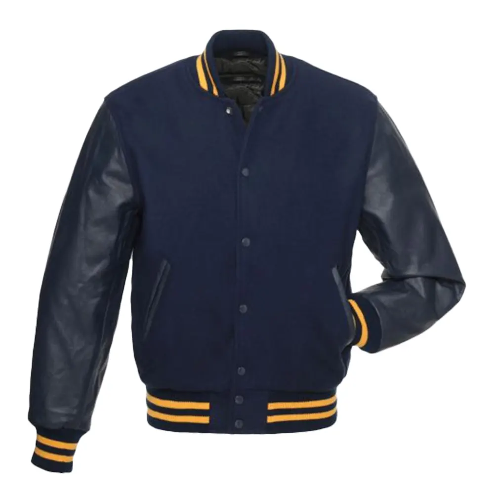 navy blue wool and leather sleeves varsity jacket 123 2 navy blue wool and leather sleeves varsity jacket