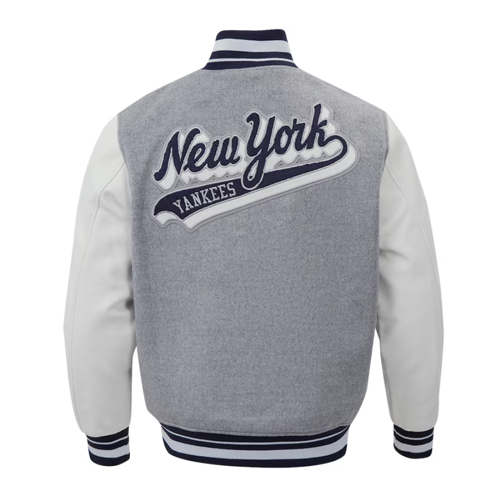 new york yankees pro standard heather gray varsity jacket 4 new york yankees pro standard heather gray varsity jacket