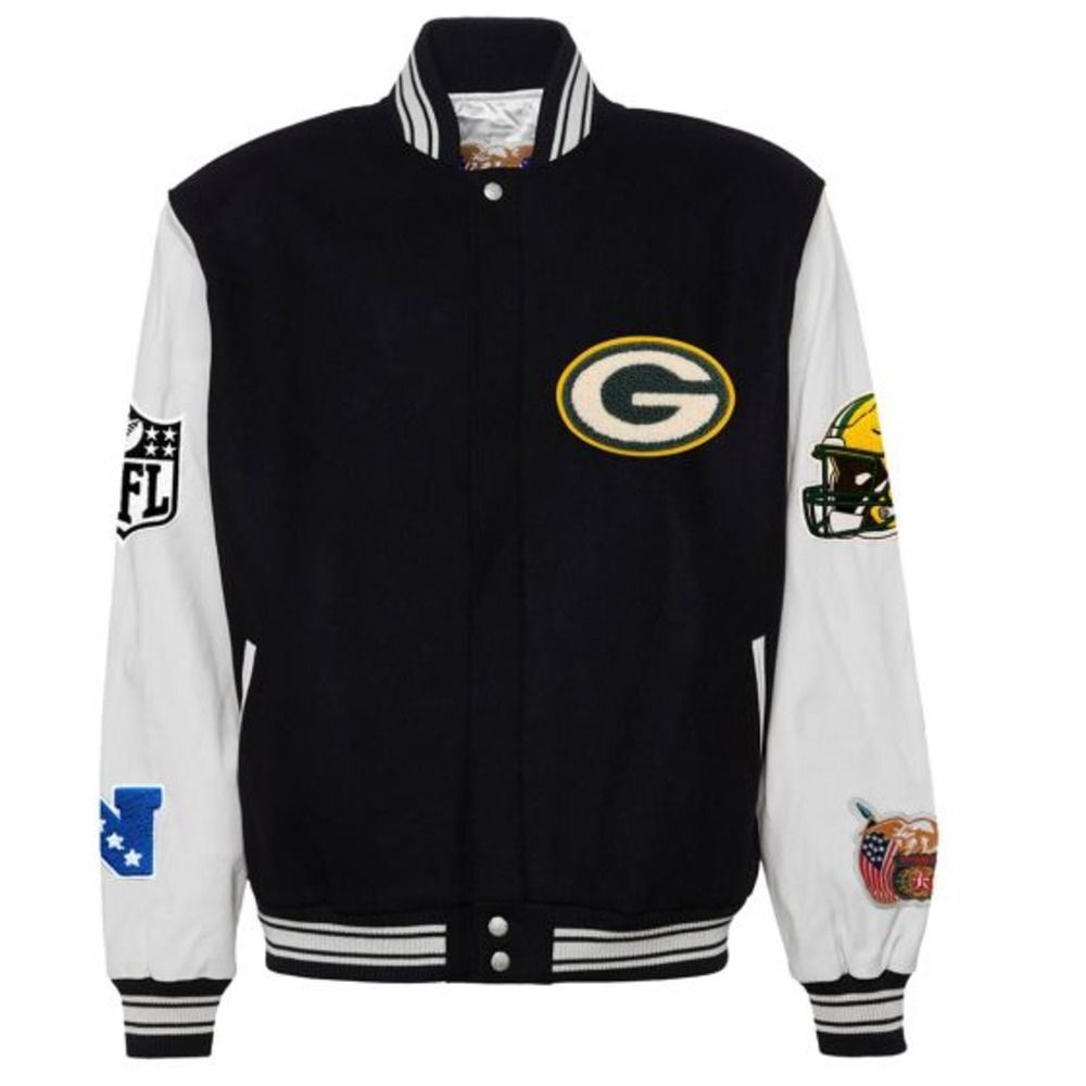 packers varsity wool leather jacket 3 packers varsity wool & leather jacket