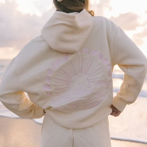 Pink Palm Puff Chasing Sunsets Oversized Hoodies
