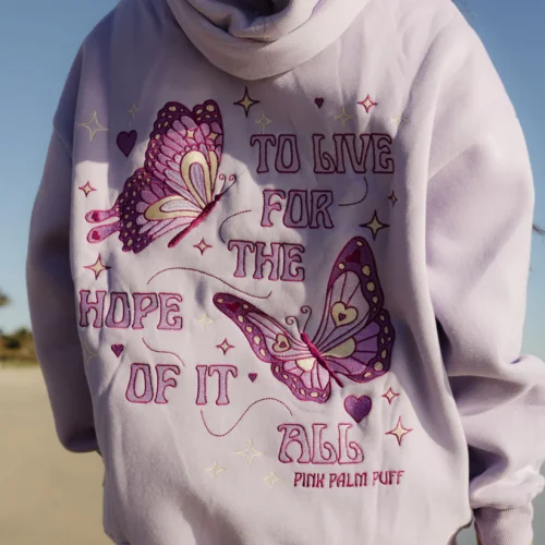 Pink Palm Puff To Live For The Hope Of It All Lilac Hoodie