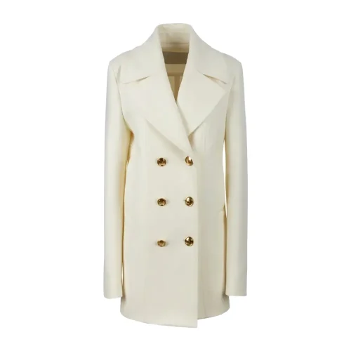 regular plain ivory pea coat