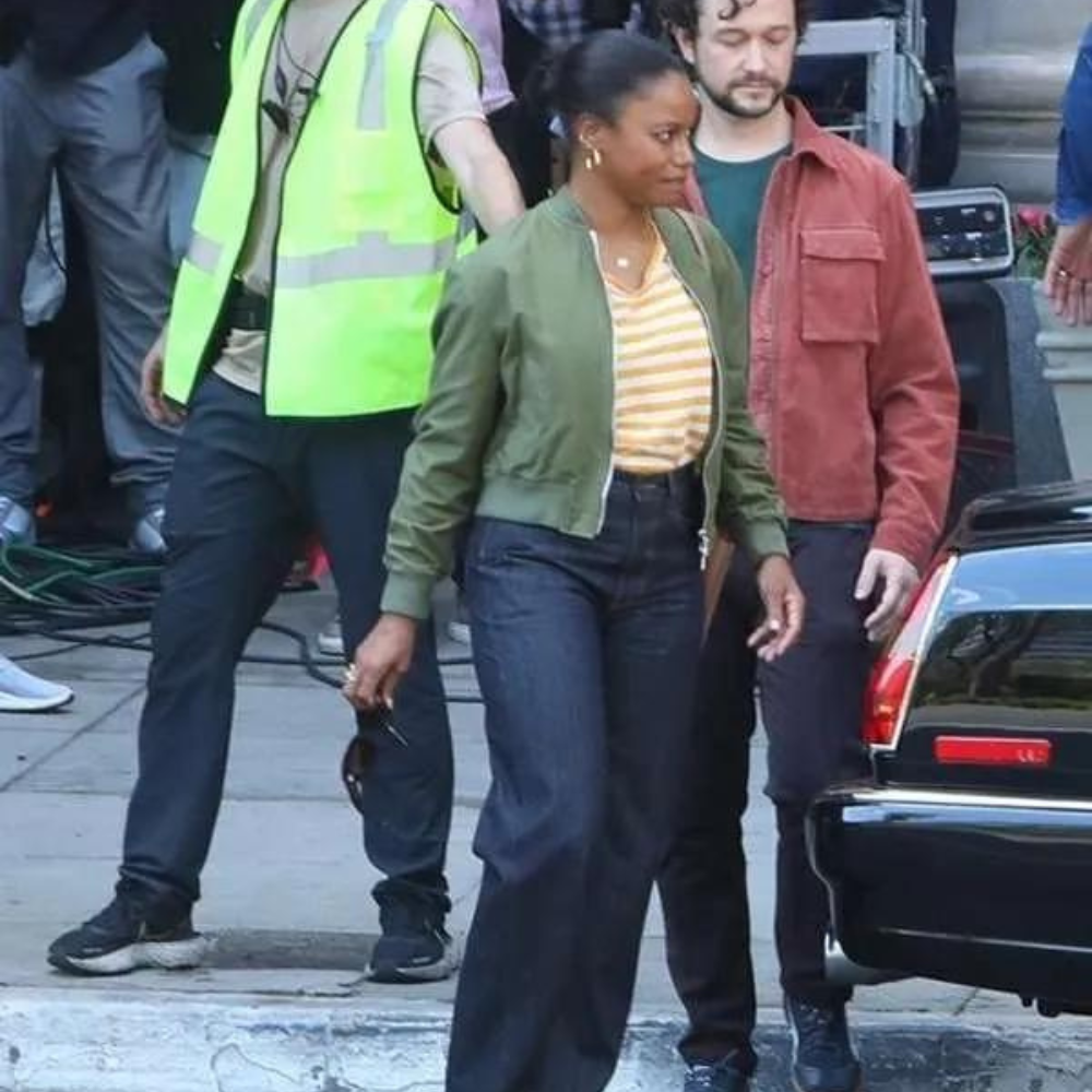 taylour paige beverly hills cop axel f green jacket 2 taylour paige beverly hills cop axel f green jacket